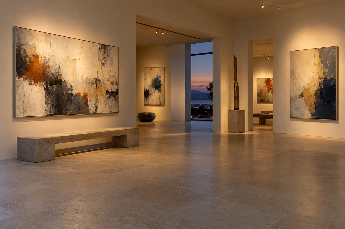 Illustrative fine art gallery interior for the eBay seller platform integration workflow